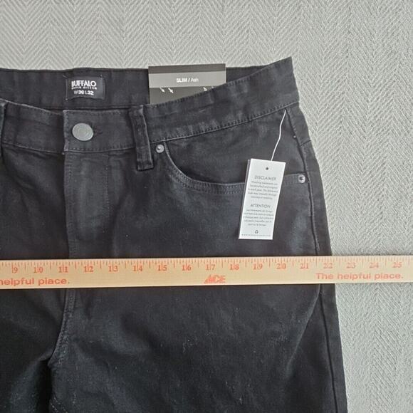 Buffalo David Bitton Ash Jeans Men's W36 L32 Slim Stretch Black Modern NWT Denim - Picture 4 of 14